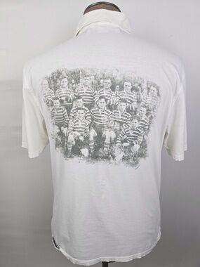 Project E Vintage White Glasgow Rugby Union Polo Shirt XL -Runs Small Distressed